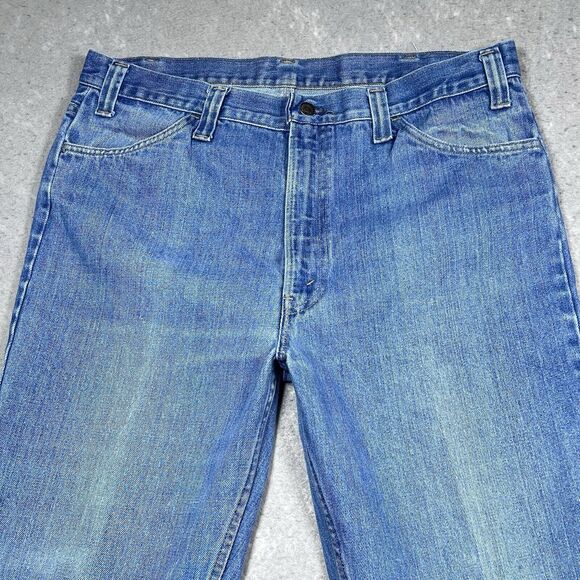 Vintage 1970s Levis 517 Jeans Mens Size 36 Blue Denim Jeans Orange Tab Pockets - Picture 2 of 16